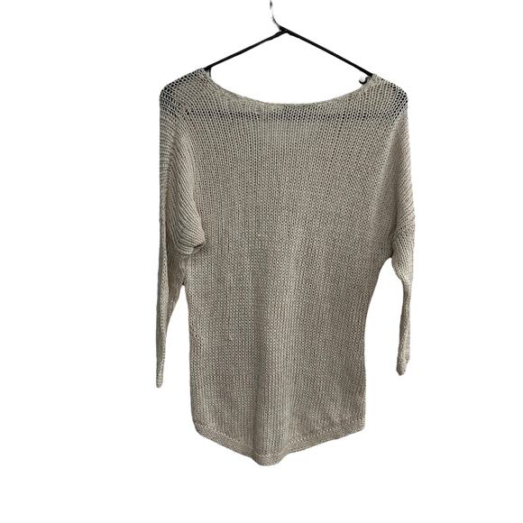 Tart Beige Open Knit Sweater M Coastal Grandma Minimalist Quiet Luxury Layering - Picture 4 of 7